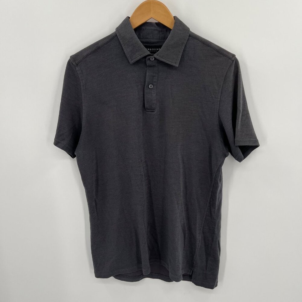Unbound Merino Men Size Medium Gray Short Sleeve Polo